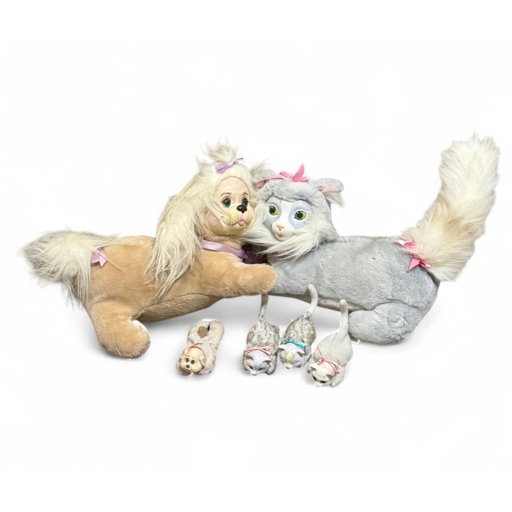 Vintage 1992 Hasbro Kitty Surprise Puppy Surprise Lot Moms Babies Plush Pets